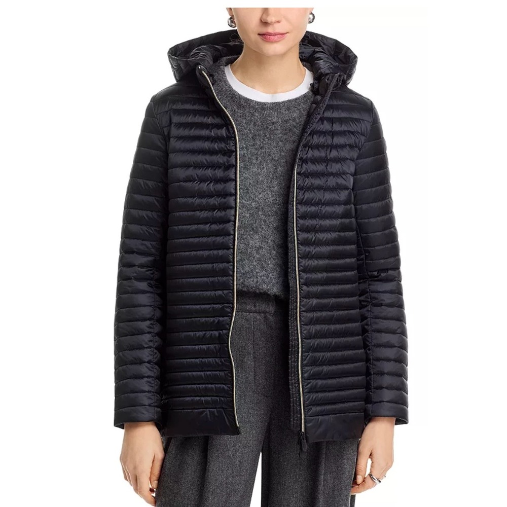 Save the Duck Alima Puffer Jacket Black Hooded Quilted 2/M NWT